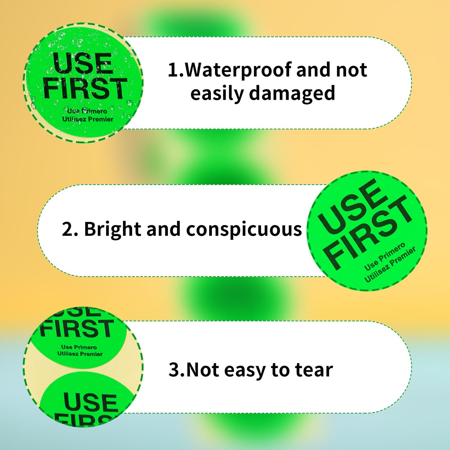 Use First Sticker with 2 Inch Circular Inventory Control Labels,Permanent Adhesive Restaurant Quality Food Labels for Use First (Fluorescent Green) 1 pc