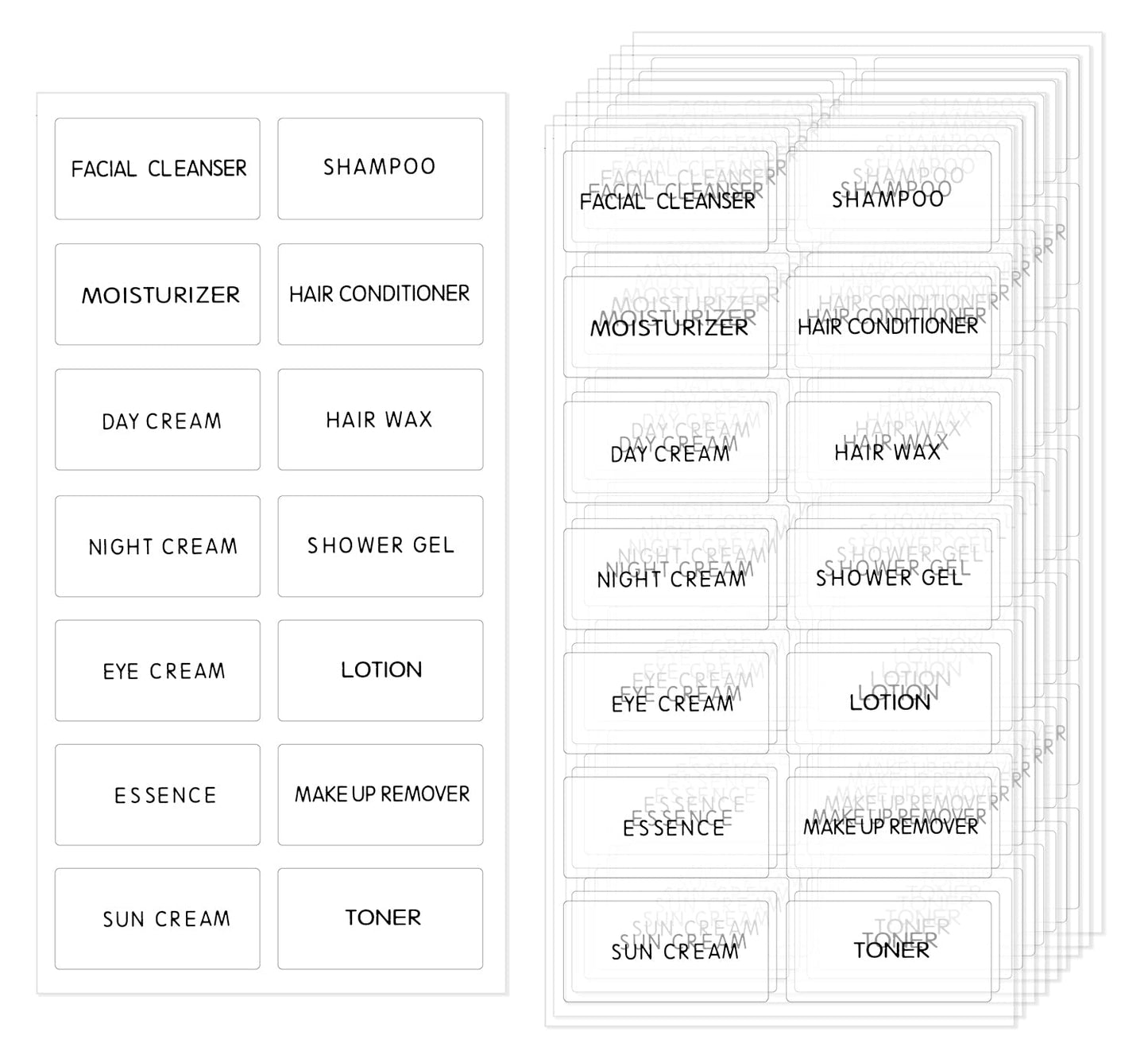 ONLYKXY 280pcs Clear Bathroom Labels Waterproof Beauty Organization Refillable Bottle Stickers Skin Care Product Sub-Bottling Label Shampoo Body wash Dispenser Sticker,Lotion Cream Toner Makeup Label