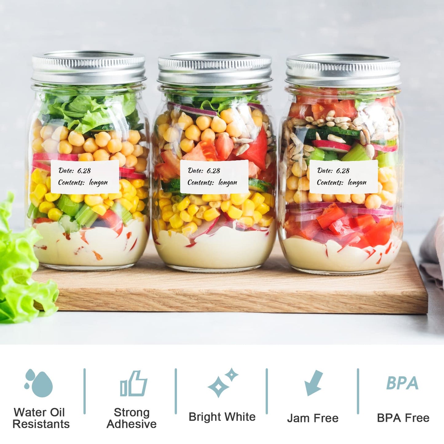 MaxGear 1000 Removable Freezer Labels 1x2 Inch, Waterproof Oil Resistant Stickers for Food Containers Pantry Jars Organization, No Residue Easy Peel Design, 1 Roll 1"x2"