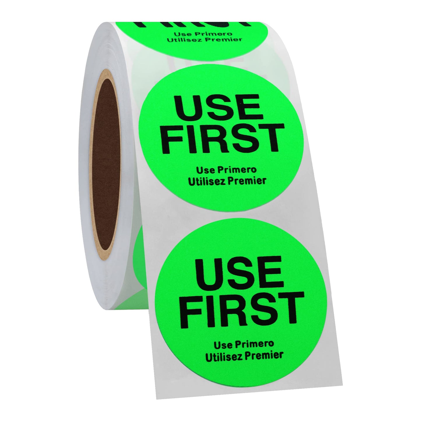 Hybsk USE First Stickers Food Service FIFO Label for Restaurant Inventory Management 1.5 Inch Total 500 Labels Per Roll (Fluorescence Green) Fluorescence Green