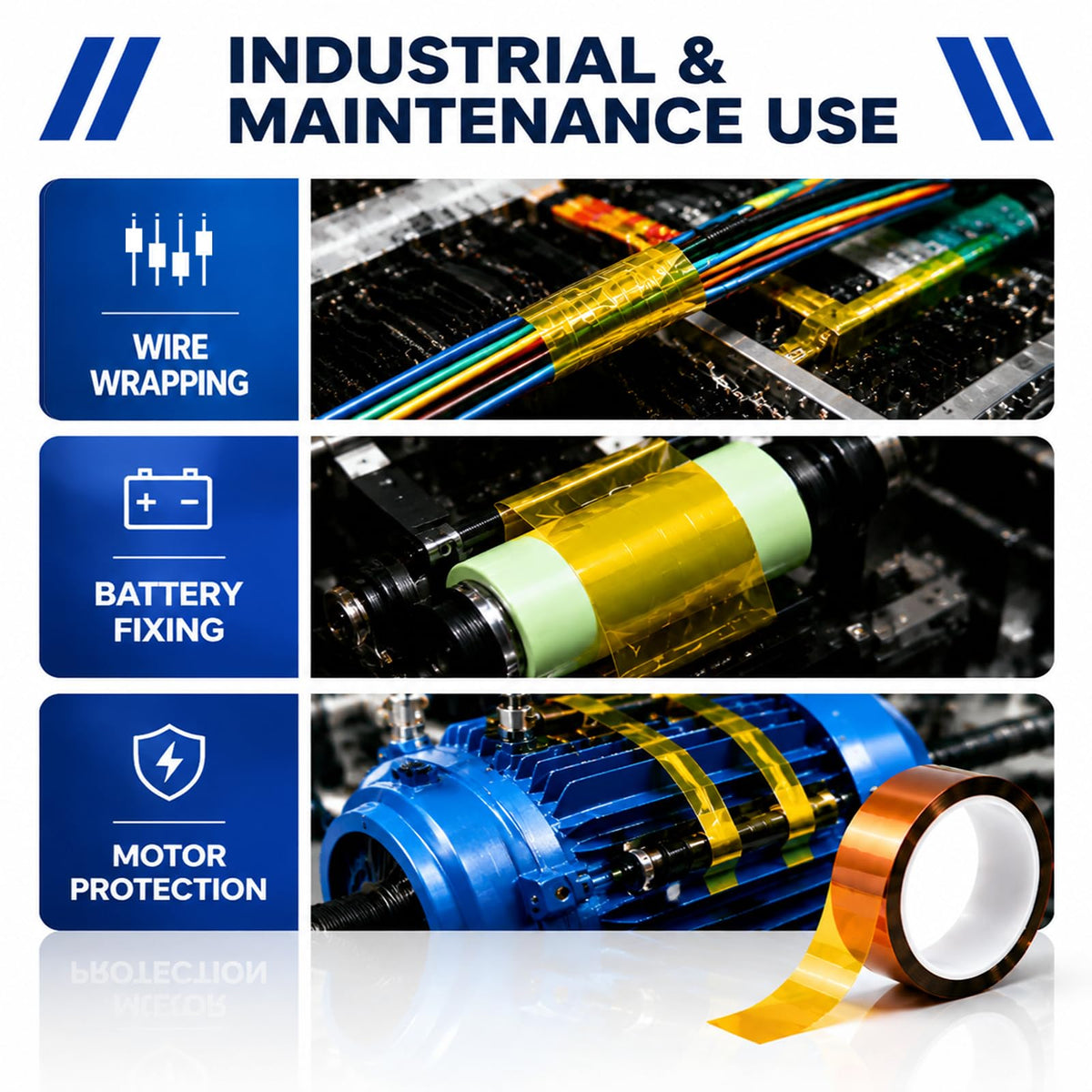 3 Rolls 33m (108FT) Sublimation Tape Set, Heat Resistant Polyimide Tape, No Residue Kapton Tape for Electronics, Soldering, PCB, 3D Printing, Heat Vinyl Press, Thermal - 10mm, 25.4mm (1"), 50.8mm (2")