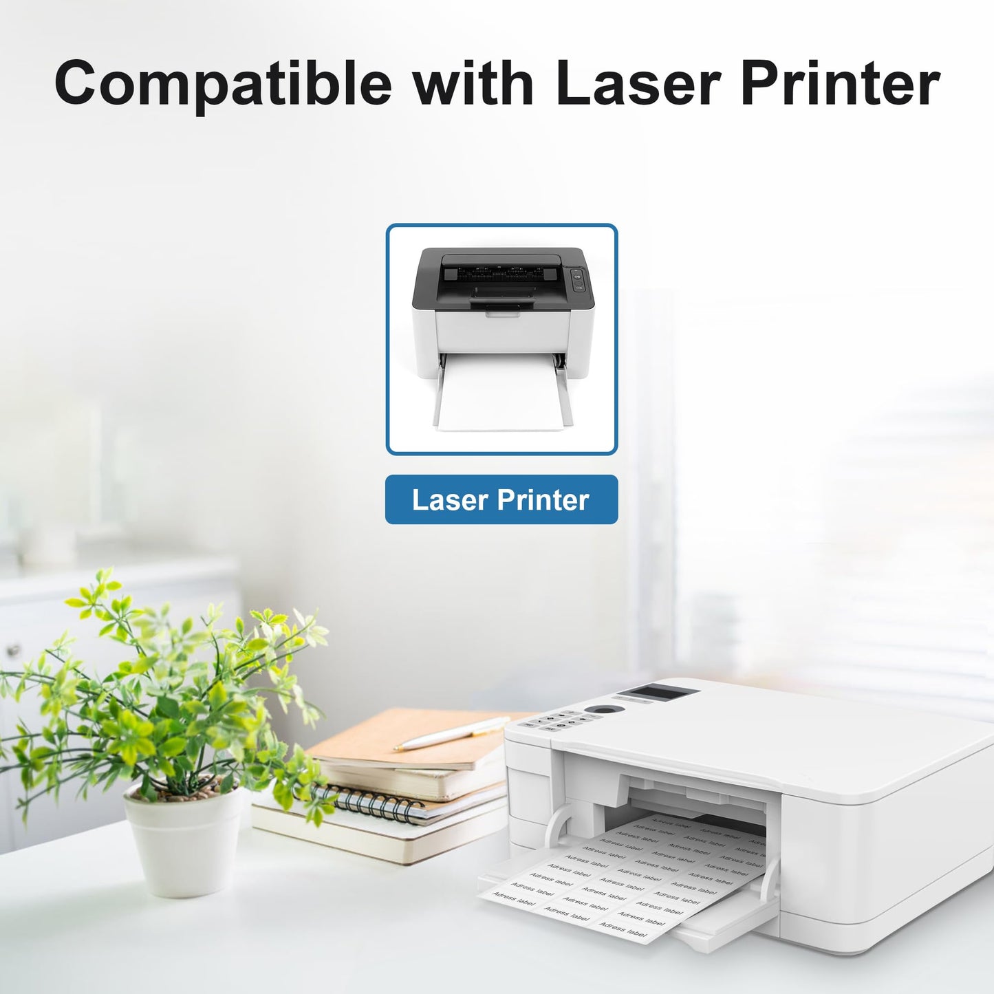 1" x 2-5/8" Crystal Clear Address Labels, Shipping Address Labels for Laser Printers, Mailing Labels Compatible with 5600, 8660, 15600, 18660, Easy to Peel (750 Labels, 25 Sheets) 750