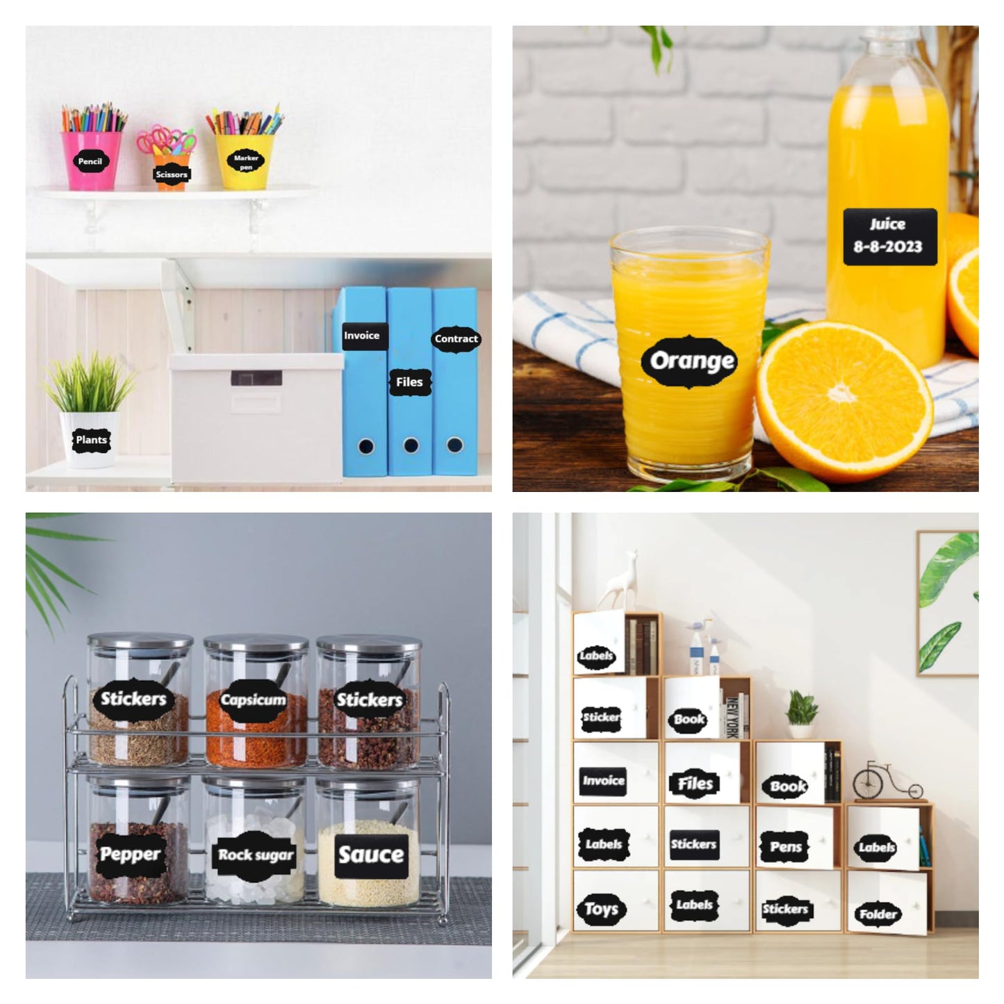 Assorted Black Chalkboard Labels, 60x40mm, for Storage Bins, Containers, and Pantry Organization (Chalkboard Labels 600Pcs 3X5cm Black) Chalkboard Labels 600Pcs 3X5cm Black