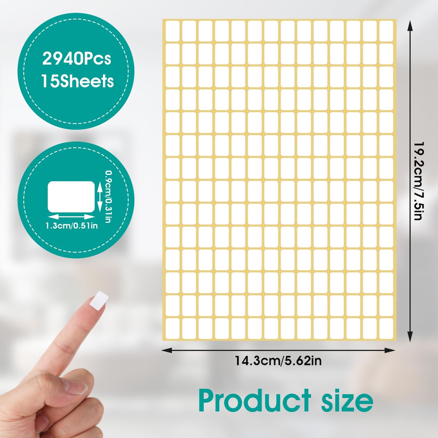 2940 Pcs White Labels Sticker Small Blank Price Stickers Removable Rectangular Labels for Envelopes File Folders Jars Boxes School Office Kitchen 15 Sheets(9x13mm) 9x13mm