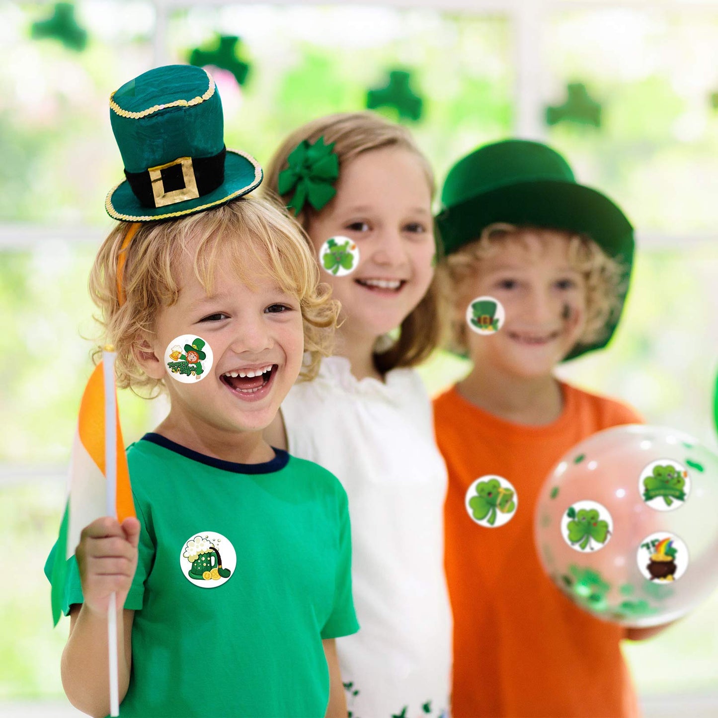 Zonon 600 Pieces St. Patrick Day Stickers Roll Cute Shamrock Leprechaun Beer Gold Coins Labels Teacher Reward Stickers Lucky Irish Decals Seals for Classroom Preschool, 1.5 inches