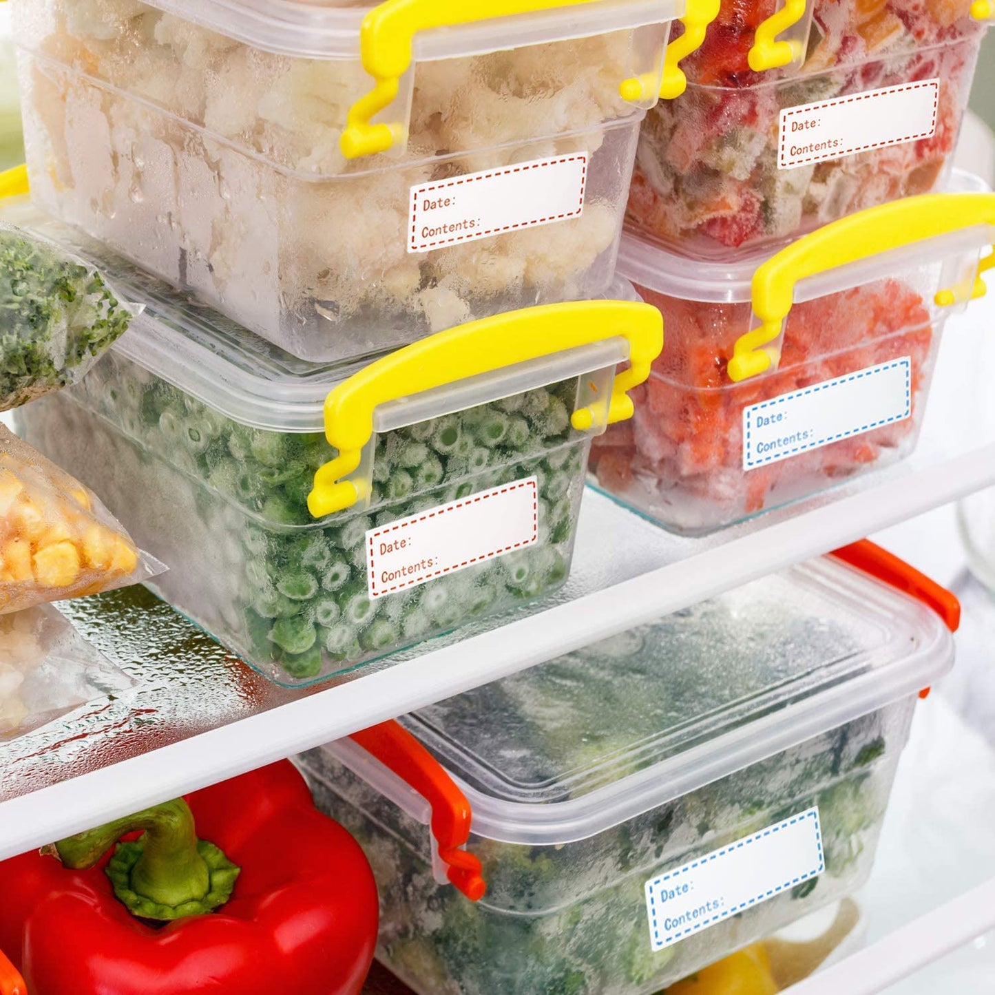 320pcs Removable Freezer Labels, 1 x 3 Inch Food Storage Stickers, Refrigerator Freezer Paper Label Easy Clean Leaves No Residue, Red
