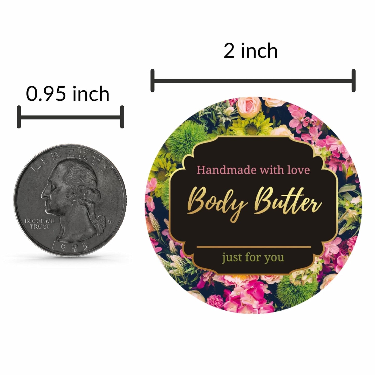 Mobiusea Creation Body Butter Containers Labels Roll | 2 Inch | Gold Foil | 300 pcs Waterproof Stickers for Small Plastic Containers and Jars