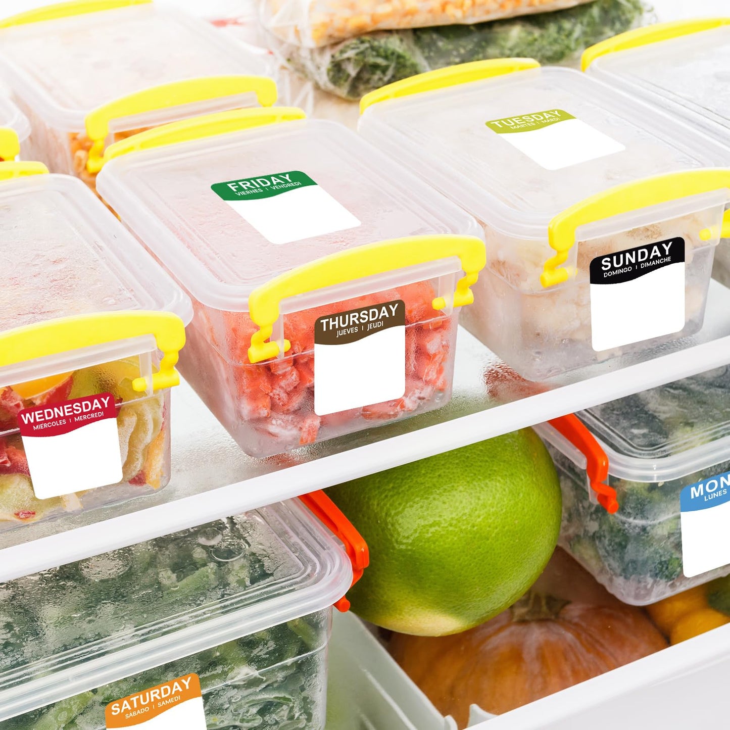 7000 Pcs Day of The Week Labels Food Labels Monday Through Sunday Management Inventory Stickers Removable Weekly Self Adhesive Date Dot Stickers for Restaurant Kitchen Containers (Square) Square