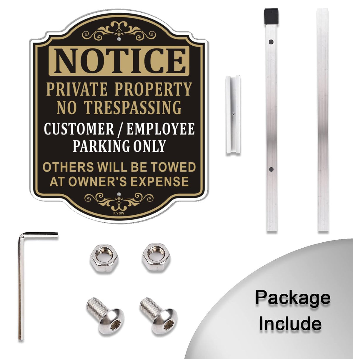 Notice Private Property No Trespassing Customer/Employee Parking Only Sign 12" x 10" With 35" Long Metal Stakes Visitors Guest With Stand Aluminum Business