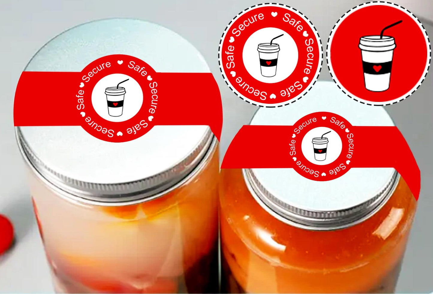 500 Pcs Safe Secure Tamper Evident Seals Stickers for Drink Lids 1.25 x 9 Inch - Food Delivery Stickers Sealed for Freshness Labels Drink Food Seals 1x9 inch Red