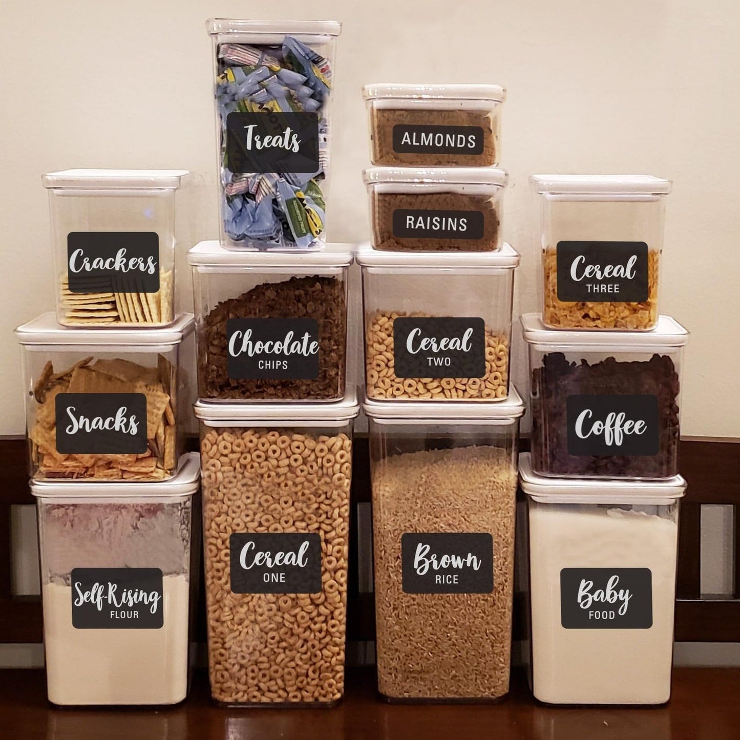 Talented Kitchen 128 Pcs Preprinted Chalkboard Pantry Labels for Storage Bins & Kitchen Organization - Waterproof Food Labels for Jars & Food Storage Container Chalkboard Cursive Pantry Set - 128 Labels X-large