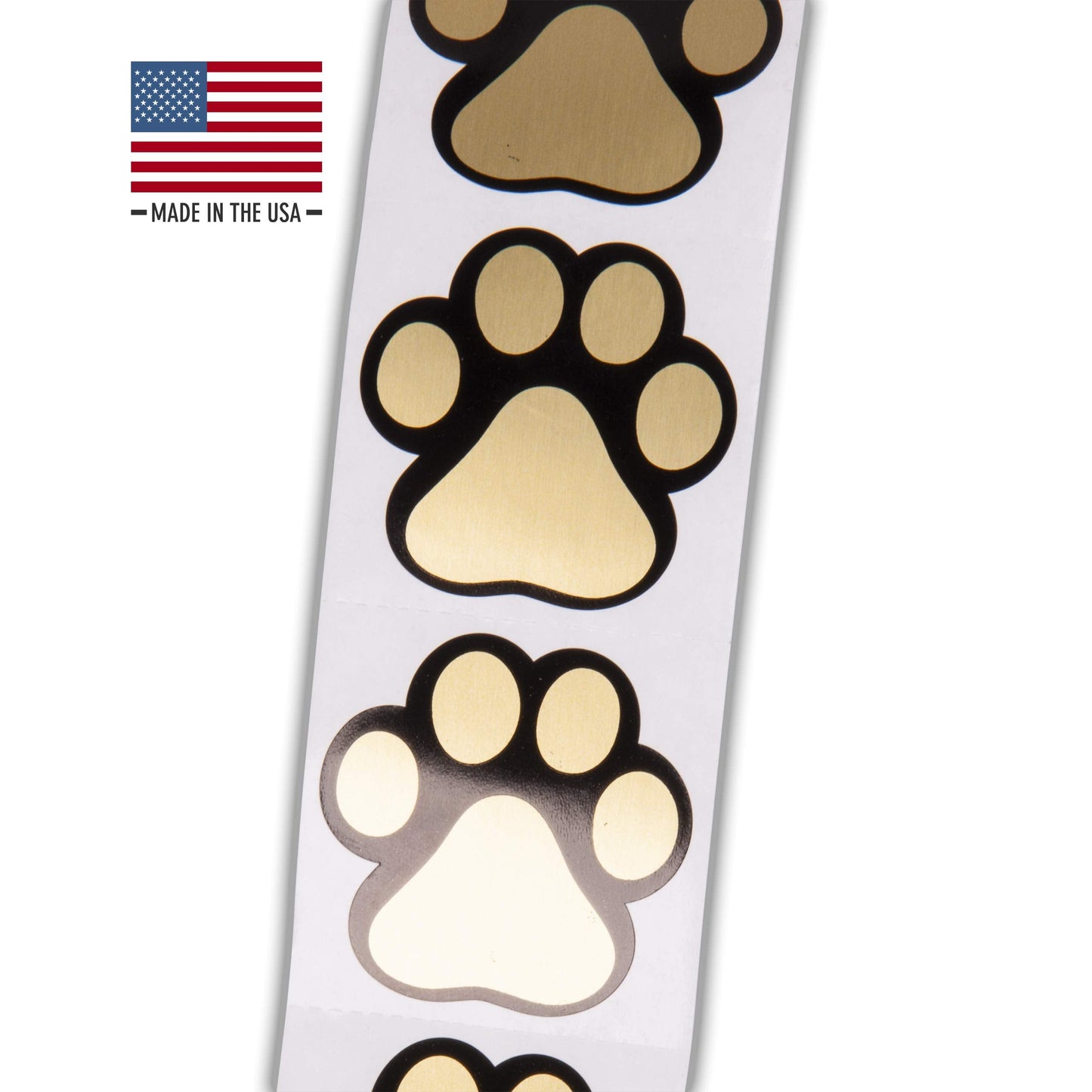 Paw Prints Animal Stickers- 500 1.5" Labels, Dog Paw Prints for Kids, Parties, Vets, Kennels, and Mailing. Made in The USA by Kenco (Gold FOIL Paws) Gold Foil Paws