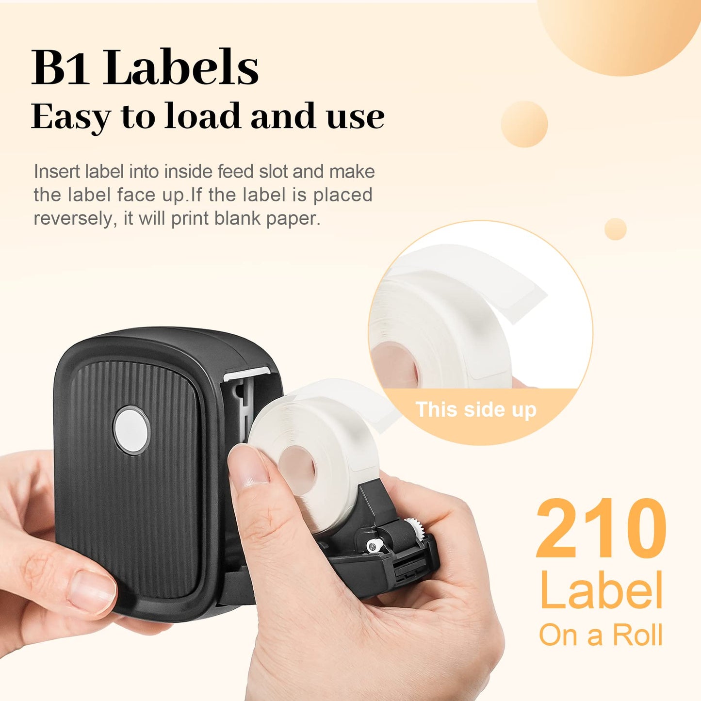 1 Roll (210 Labels/Roll) of Label Maker Replacement Tape - Refill for JIOSE B1 Label Maker- Waterproof Thermal Labels 14mm x 30mm (0.55x1.18 Inch), Adhesive Labeling Tapes White-label