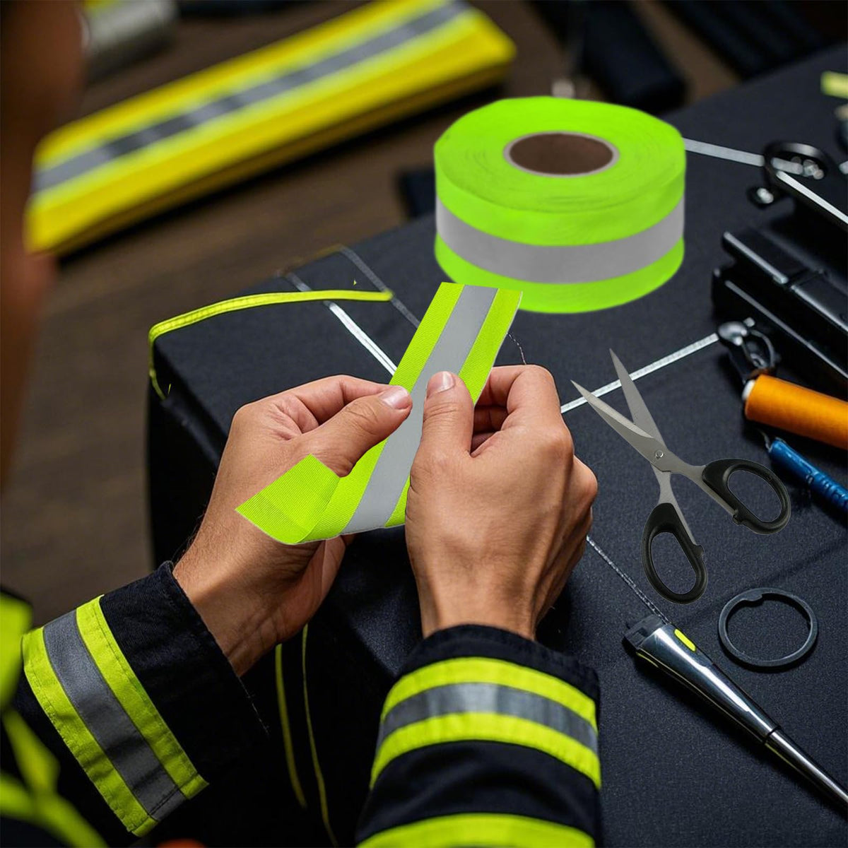 High Visibility Reflective Tape for Clothing, 2'' x 59ft Waterproof Sew on Safety Fabric Webbing, Outdoor Warning Straps Strips, Reflector Band Patch on Cycling Sash Bag Pet Wears, Green