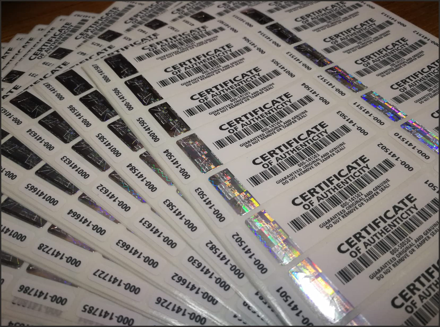 250 pcs High Security Certificate of Authenticity Labels Security Stickers with Hologram Stripe and Extra Label with Serial Number 2.75 x 0.78 inch