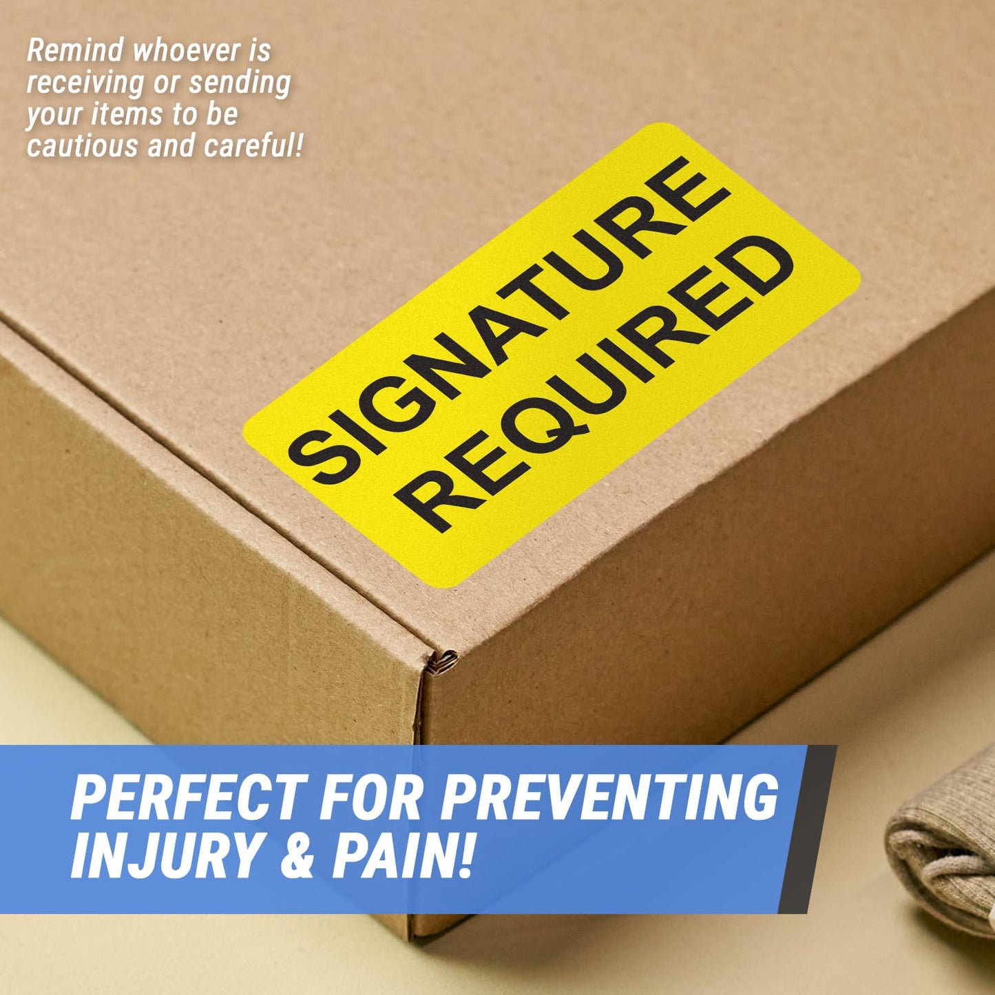 300 Stickers - Yellow Signature Required Sticker Labels 4 x 2 Inches - Perfect for Packages, Envelopes, and Deliveries