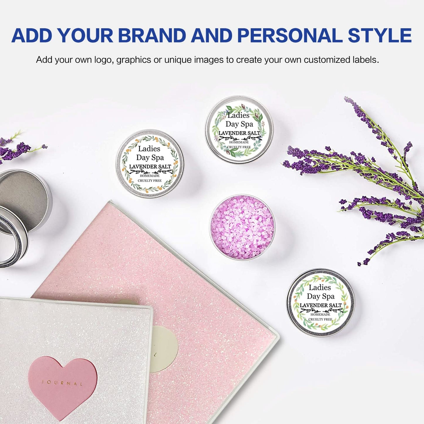 2 Rolls Multi-Purpose Round Address Wedding Waterproof Label Sticker for B1/B21/B3S Label Printer, Bottle Mason Jars Spice Food Container Kitchen organizing Storage 50x50mm,150 Label/Roll-Flower Frame Flower Frame Set