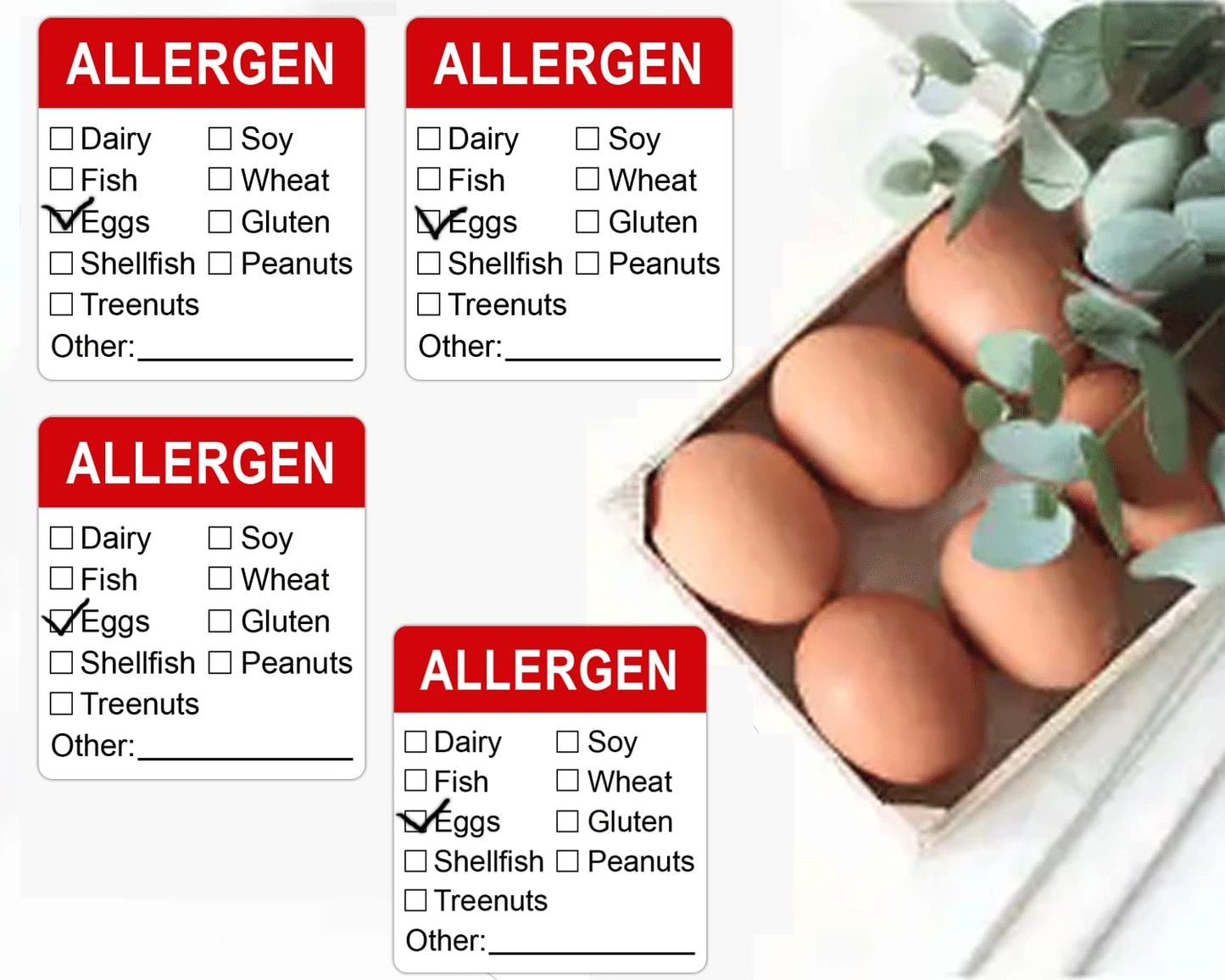 Allergen Warning Stickers Labels 1.8 X 2 Inch Fluorescent Red Allergy Warning Sticker Food Rotation Labels Adhesive Allergies Stickers for Grocery Stores, Food Packaging 500 Pcs