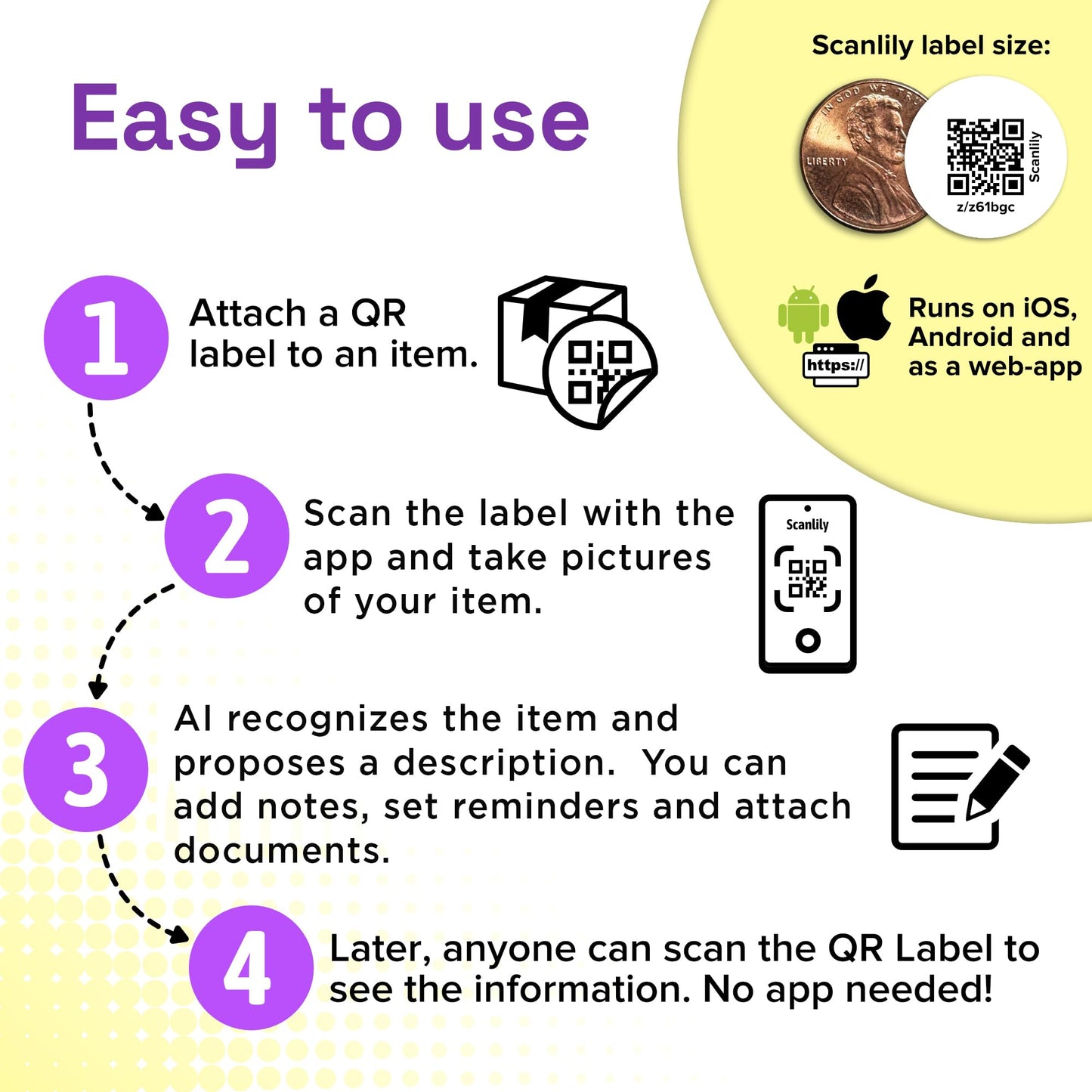 Smart QR Label System Using AI for Inventory and Organization (90 Stickers - 45 White and 45 in Five Colors - 2cm Diameter)