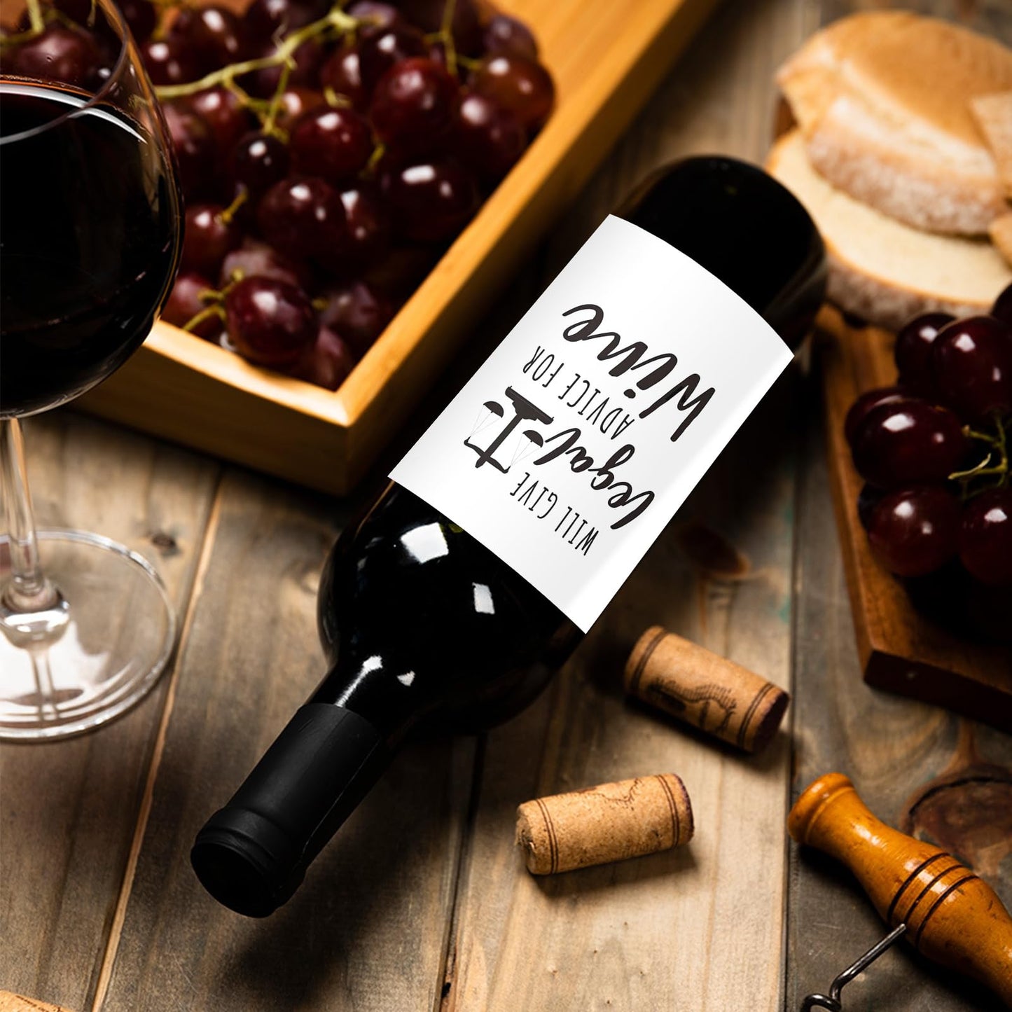 24 Pcs Lawyer Gifts Wine Labels Lawyer Graduation Wine Bottle Stickers Will Give Legal Advice for Wine Labels for Bottles Gifts for Judge Paralegal Prosecutor