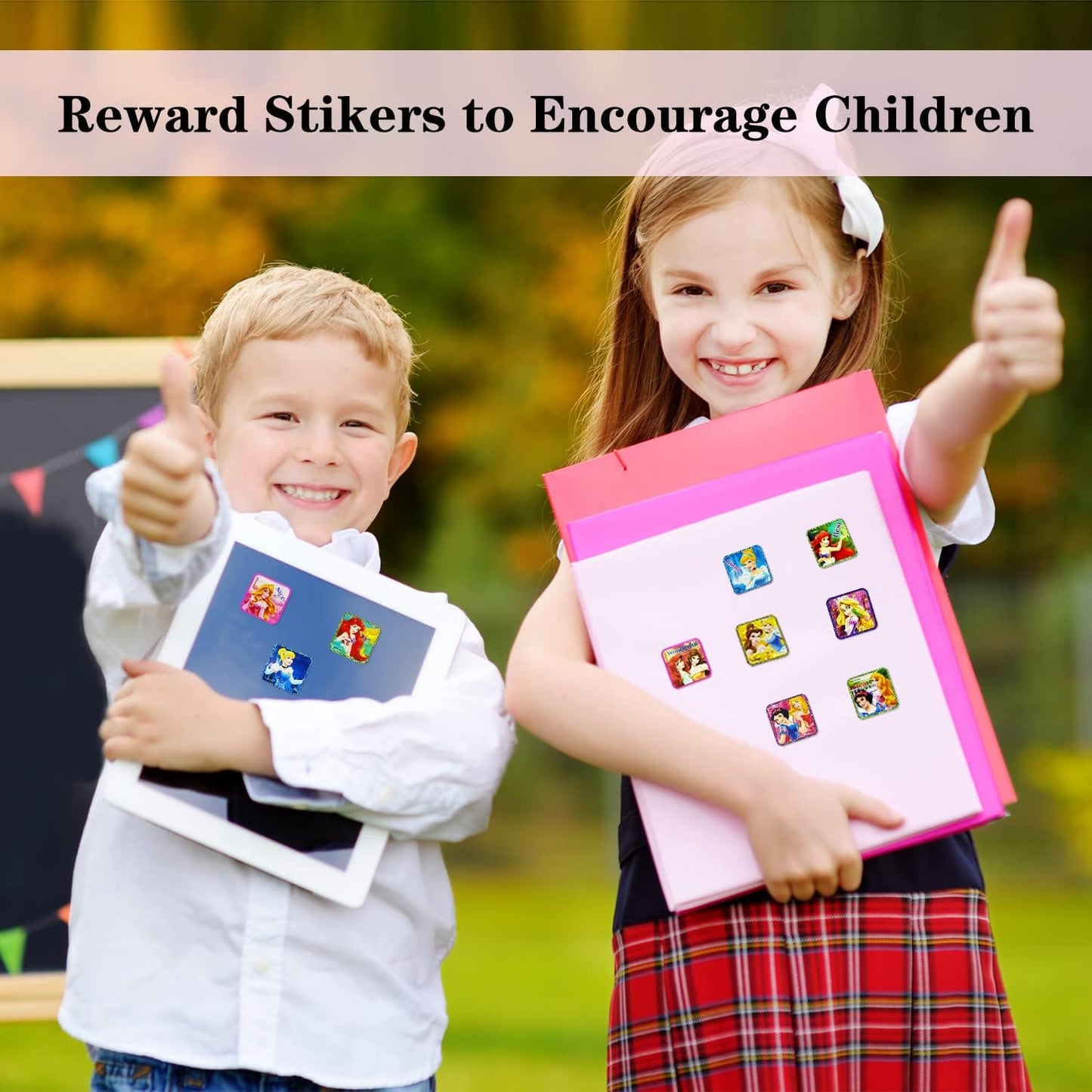 600 Pcs Roll Kids Sticker, 3 Pack in 30 Designs,1-1/2 Inch Self Adhesive Label Cartoon Stickers for Kids Teacher Blue
