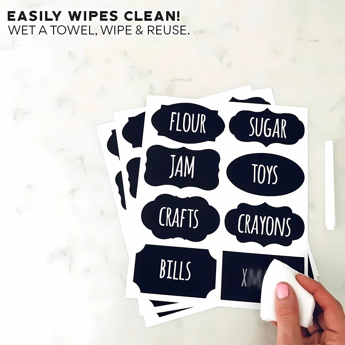 244 Erasable Chalkboard Labels Bulk Includes 2 Chalk Marker,Reusable, Removable,Parties Decoration, Craft Rooms, Weddings, Storage, Marker for Mason Jars, Organize Your Home & Kitchen