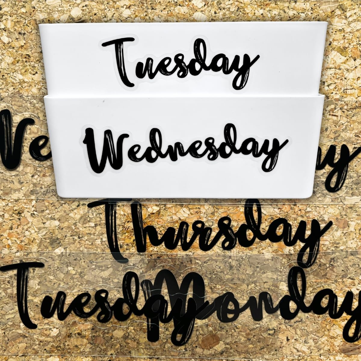 20PCS Days of The Week Stickers for Drawers,Large Day Labels for Clothes Organizer No Magnet, Big Monday Through Friday Weekday Plastic Bin Planner Whiteboard Decals Teacher Classroom