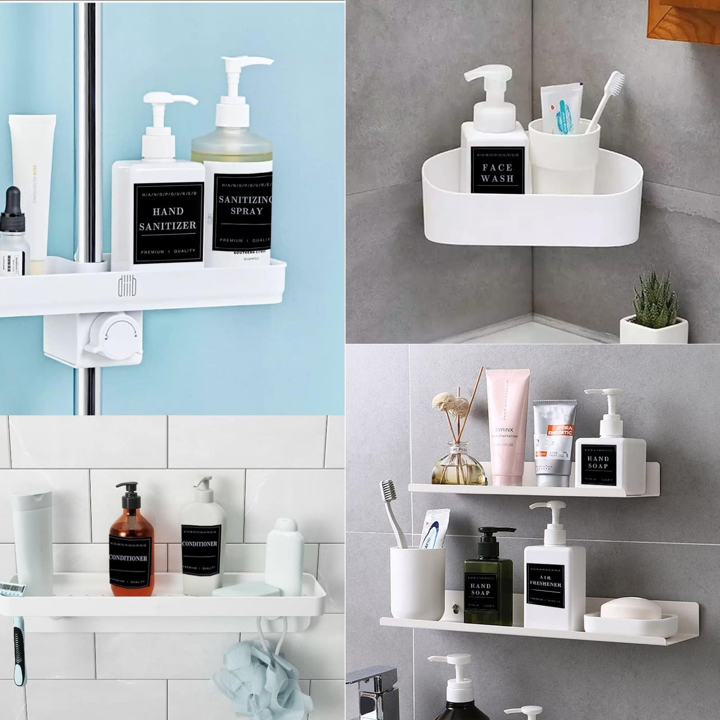 24 PCS Black Waterproof Labels for Bottles, Shampoo and Conditioner Dispenser Label Stickers, Bathroom Hand Soap Label Stickers,Removable Cleaning Labels for Glass/Plastic Spray Bottle