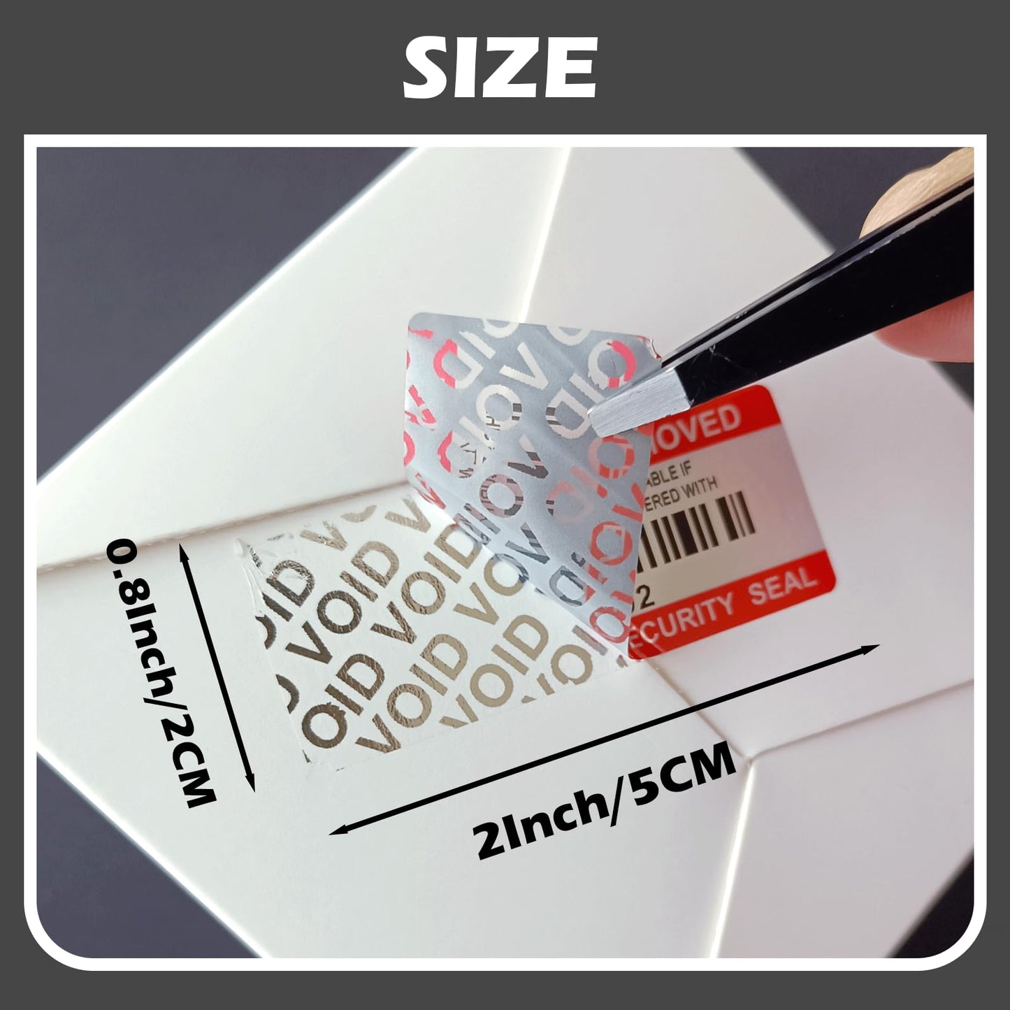 110pcs Tamper Proof Barcode Stickers,Security Label, Warranty Void Sticker with Individual Serial Number,Sealing Label for Package(2x0.8 inches) Red-silver