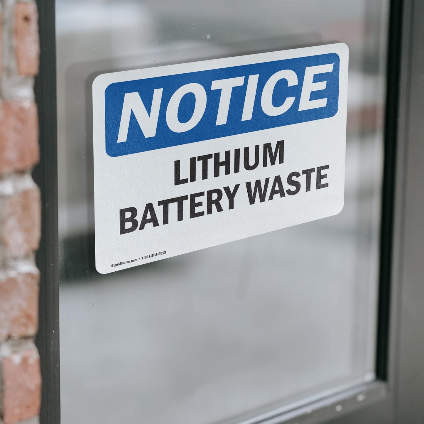 (2 Pack) Lithium Battery Waste OSHA Notice Sign 14 Inch X 10 Inch Vinyl Label Decal Sticker Weather Resistant, UV Protected for Workplace, Business, and Construction Site, Made in the USA