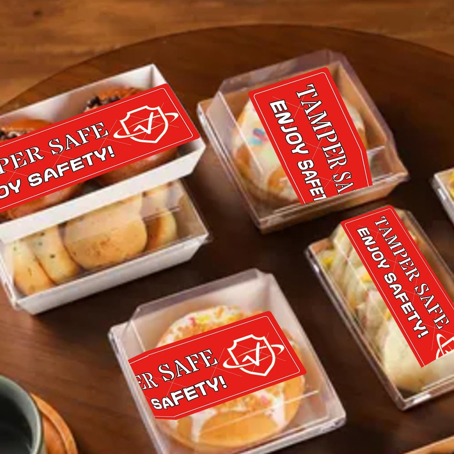 Tamper Safe Stickers Tamper-Evident Label Seals 1.5 x 4 Inch - Tamper Evident Proof Seals for Food Safety to-Go Drink Stickers with Secure Enjoy Safety 250 Pcs