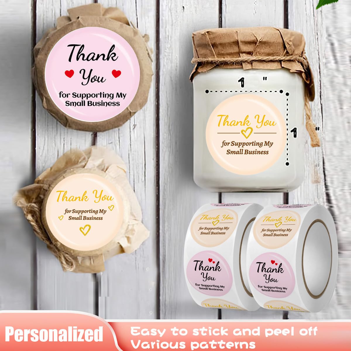 6Rolls Round Thank You Stickers, 3000Pcs Adhesive Labels for Envelopes, Gift and Crafts Packing