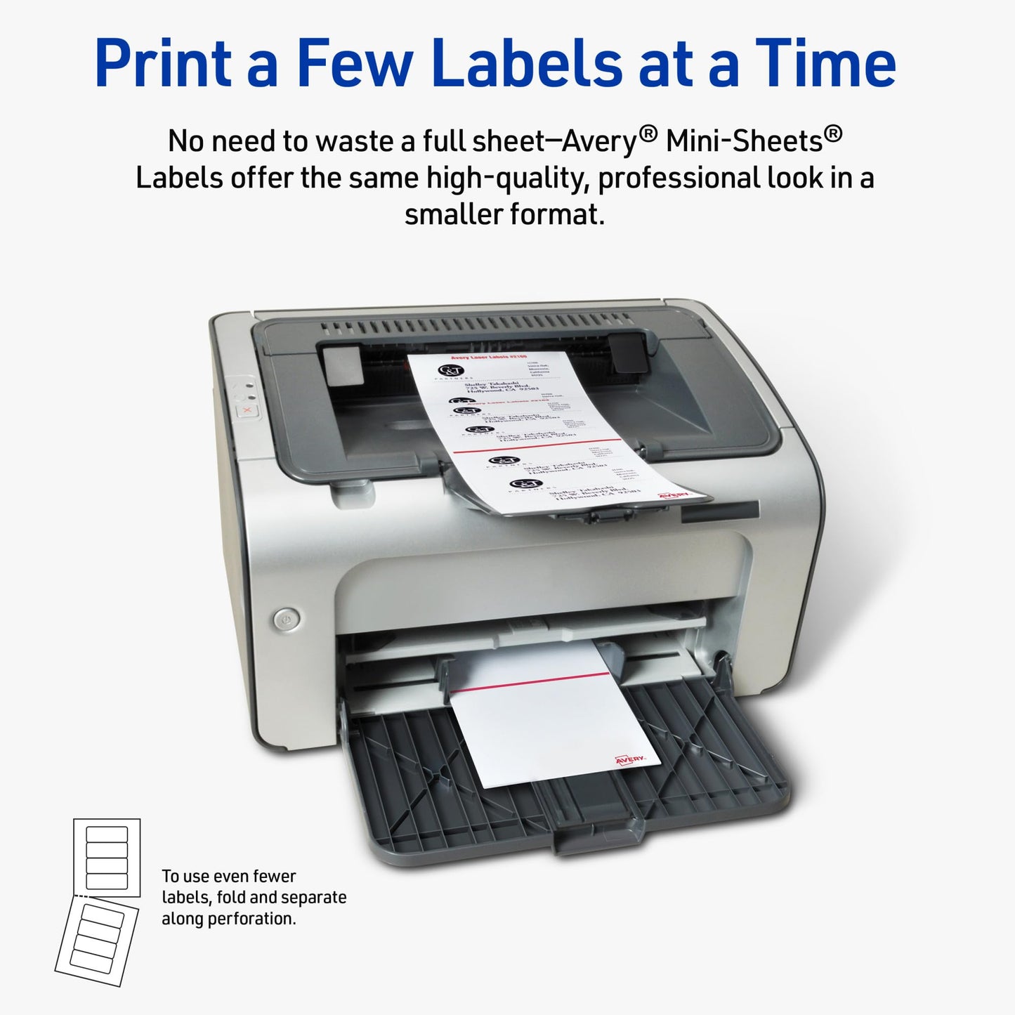 Avery Printable Mini-Sheets Address Labels, 1" x 2-5/8", White, Permanent Adhesive, Laser/Inkjet Compatible, 200 Blank Stickers Total, Great for Printing a Few Labels at a Time (2160)