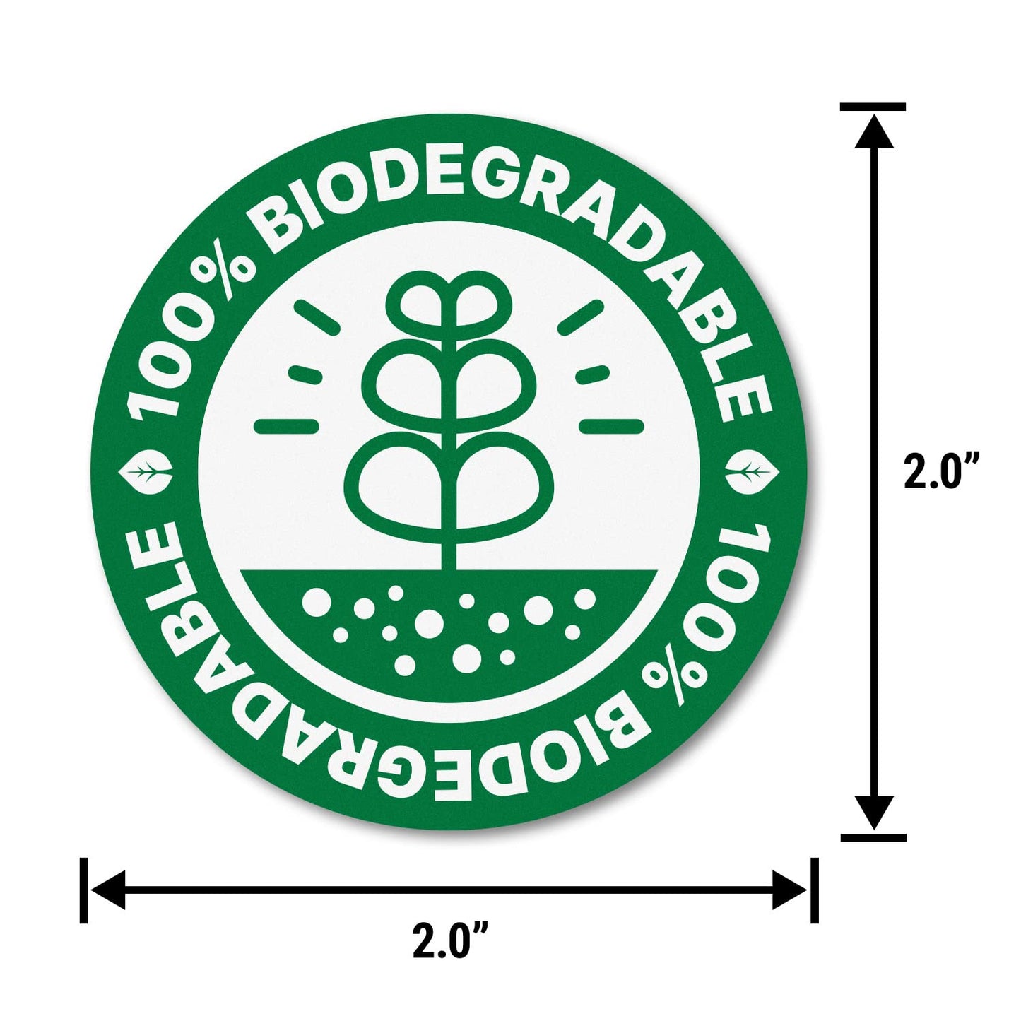 300 Labels - 2 inch, Circle Dot 100% Biodegradable Signage Labels for Products/Friendly Recycling Reminder Sticker/Composting Organic Label
