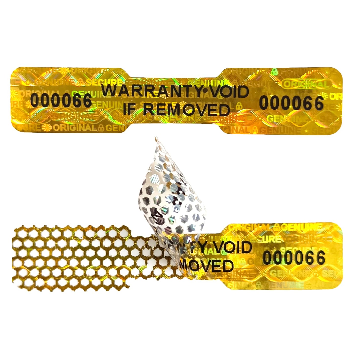 360pcs Bone Shape Tamper Proof Hologram Stickers Honeycomb Bottom Genuine Warranty Void Seal Labels tamepr evident Labels (2x0.4inch,Gold) Honeycomb(Gold)