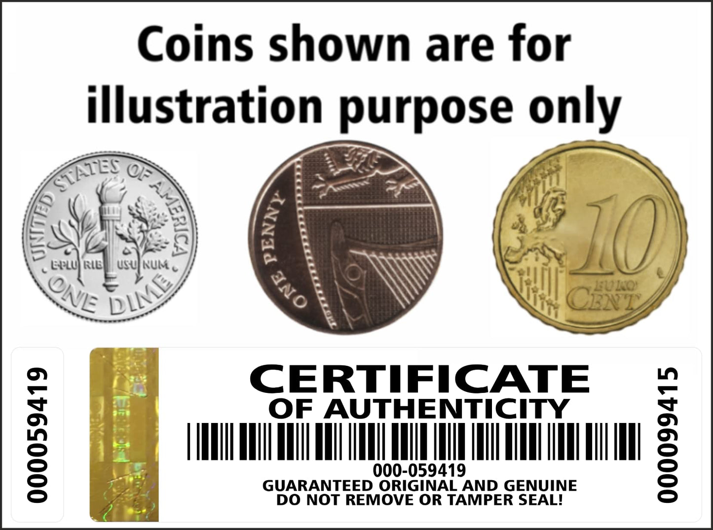 250 pcs High Security Certificate of Authenticity Labels Security Stickers with Golden Hologram Stripe, UV Security Feature and Extra Label with Serial Number 2.75 x 0.78 inch
