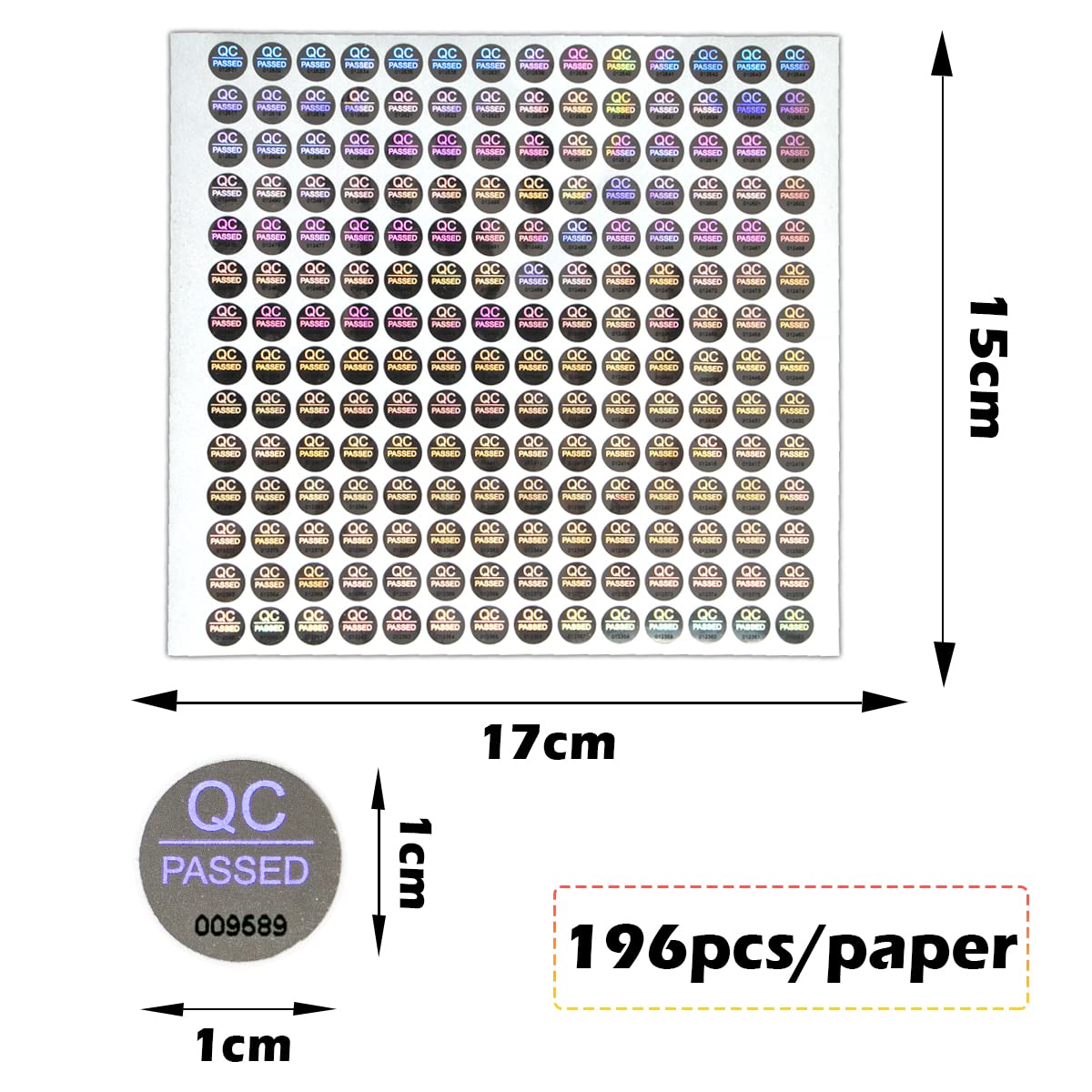 1500pcs Silver High Security Seals Tamper Evident Sticker Warranty Void QC Passed Labels Hologram Stickers with Unique Serial Numbering 0.4Inch,GQYH
