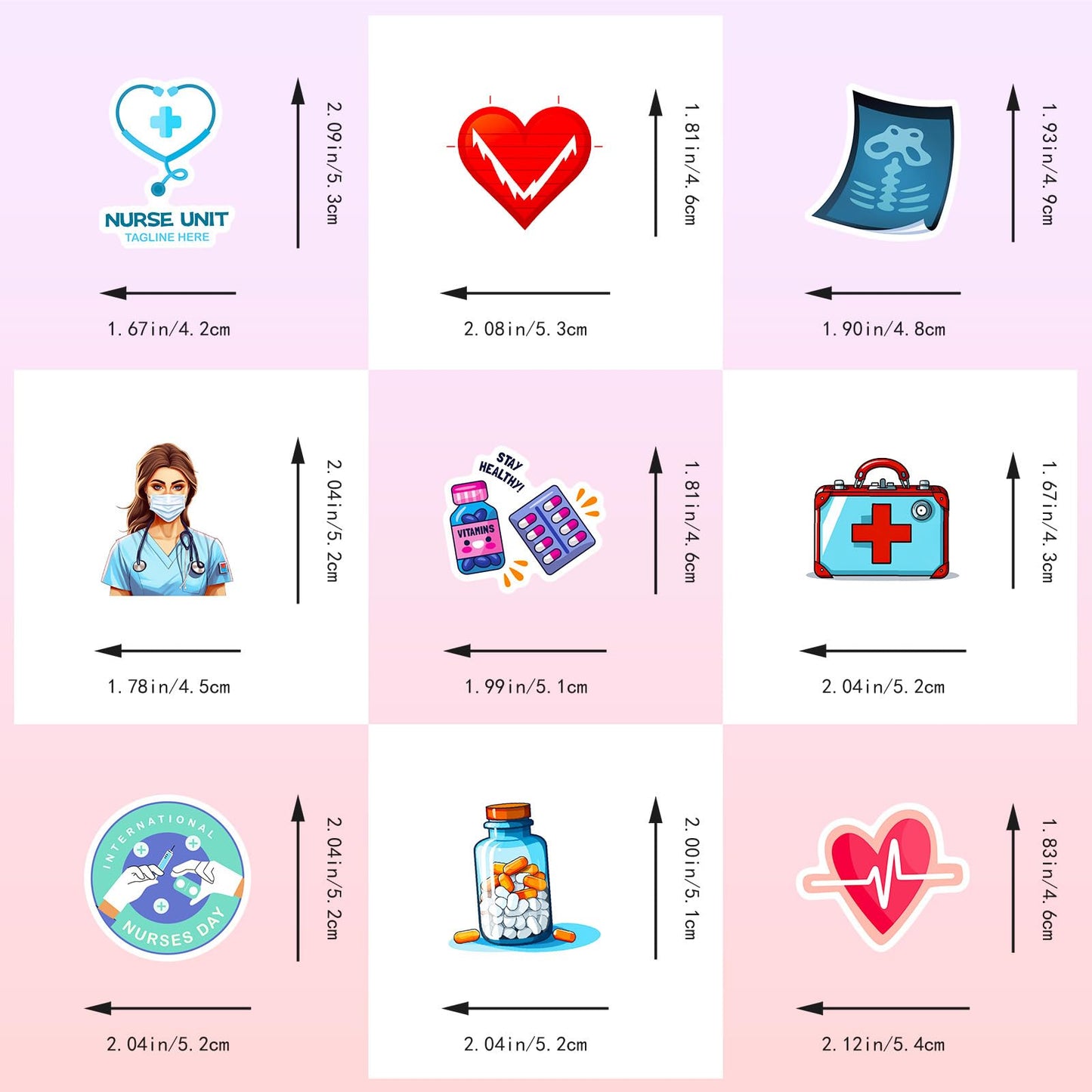 Nurses Day Stickers Nurses Day Label Stickers for Water Bottles Nurses' Day Theme Decals Waterproof Stickers Cards Envelopes Seals Cookies Box and Gifts Wrapping Decoration Nurse