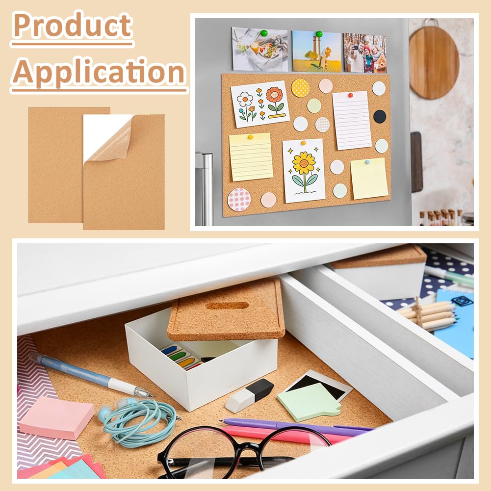 BENECREAT 20 Pack 11.81x8.23inch Self-Adhesive Cork Sheets, Natural Cork Board, Peel and Stick Cork Board for DIY Crafts Home Decor and Coasters Making 11.81x8.23x0.04Inch