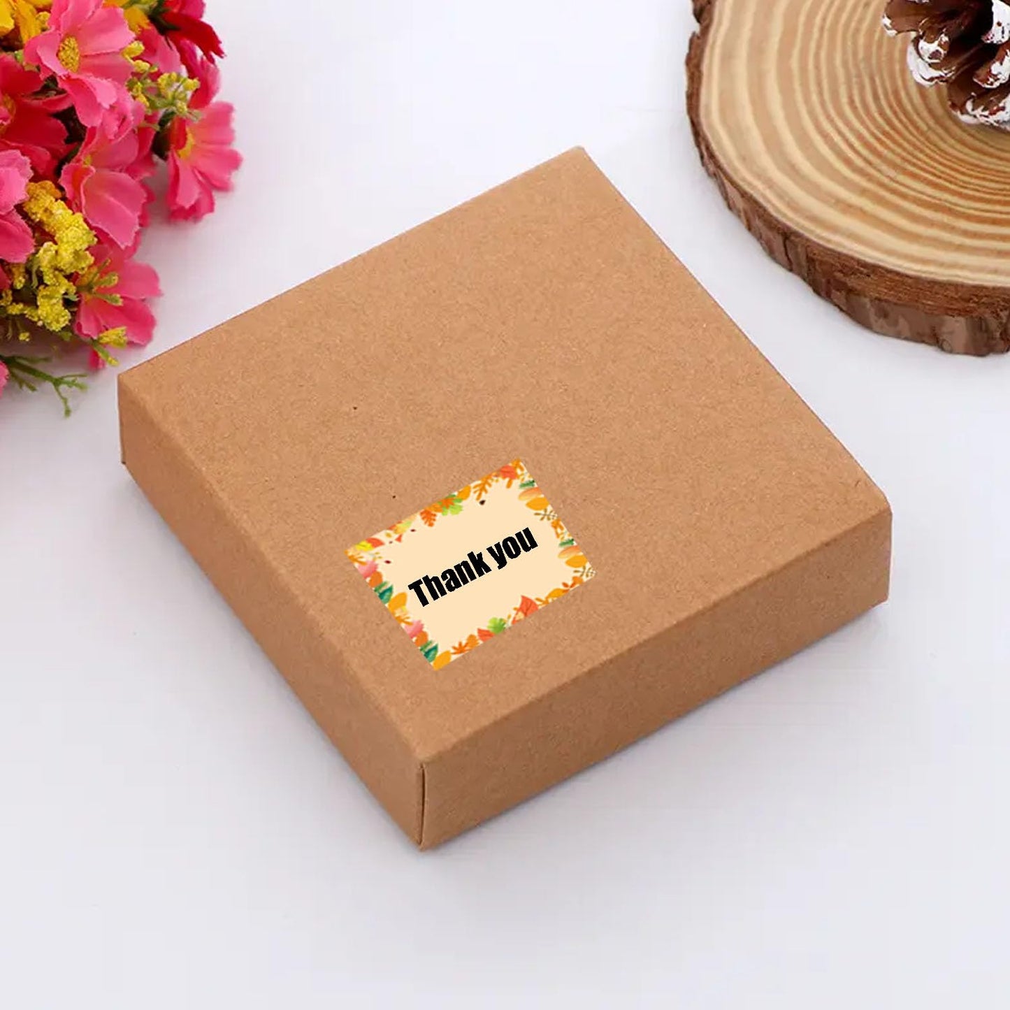 Autumn Maple Leaves & Pumpkins Mushrooms Sticker Printer Labels - Thermal, Color Coding, Address 500 Pcs/Roll (Square) Square