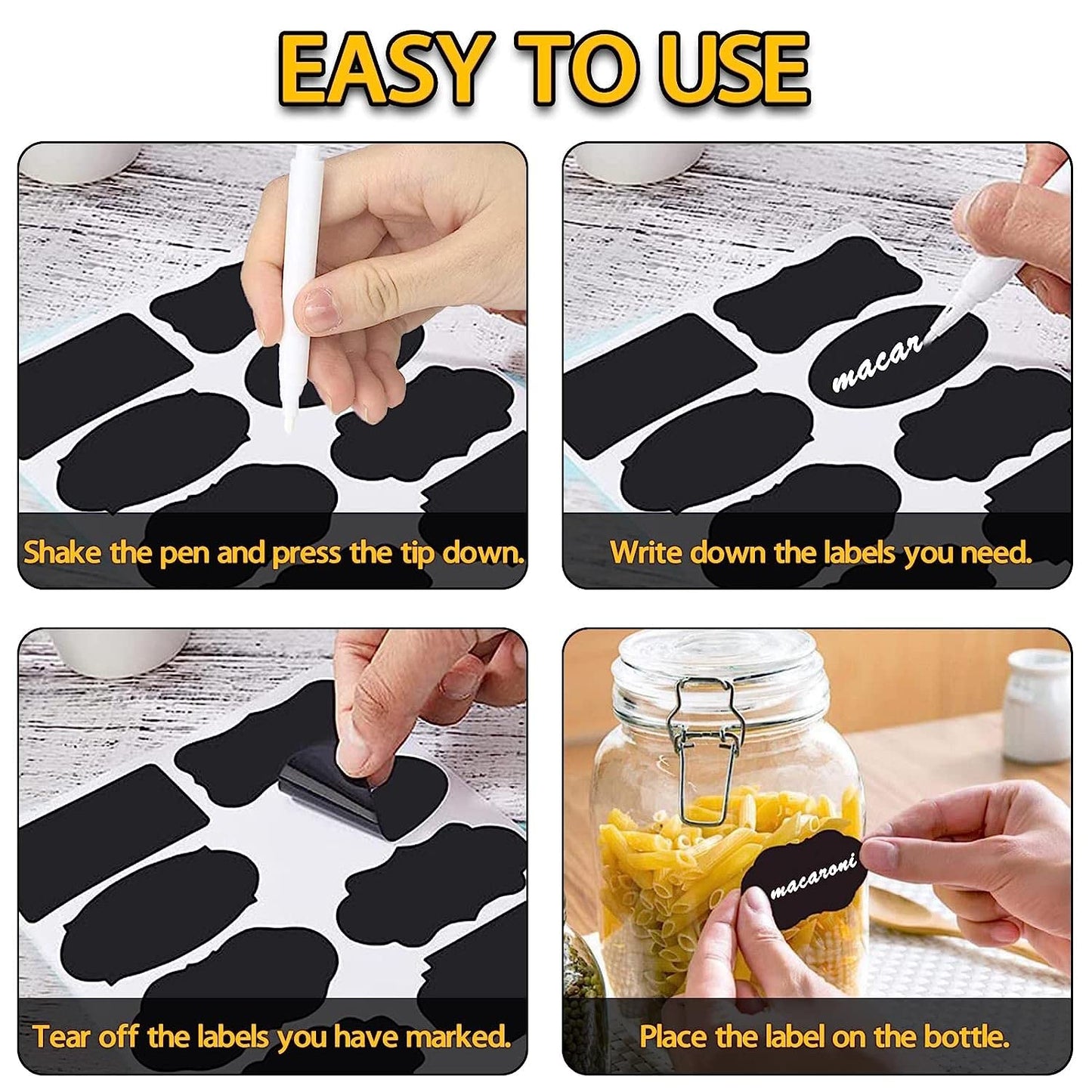 Black Chalkboard Labels - 120pcs Waterproof DIY Blackboard Stickers for Containers (Shape B) Shape B