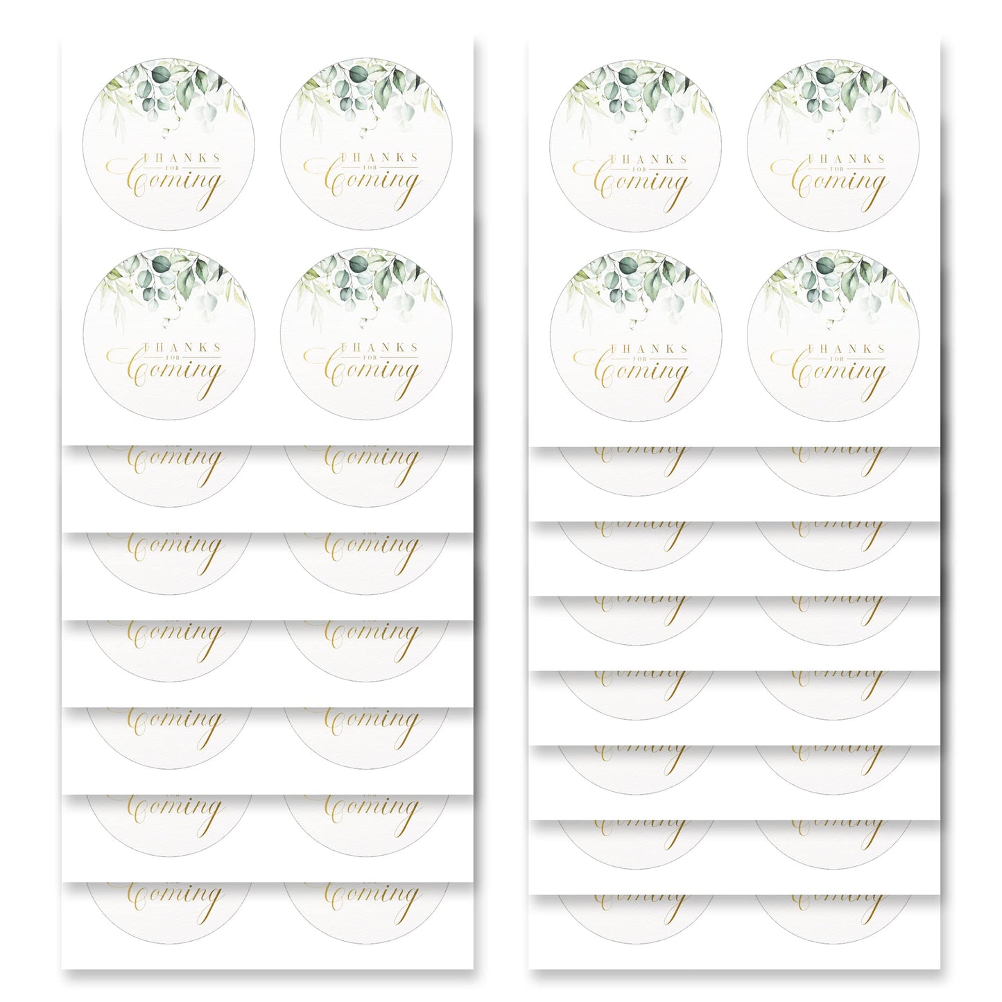 Mobiusea Creation Thank You for Coming Stickers | 2 inch | Gold Foil | 60pcs Waterproof Greenery Thank You Stickers Wedding Labels for Wedding, Bridal Shower, Birthday, Baby Shower, Party Gift Bags