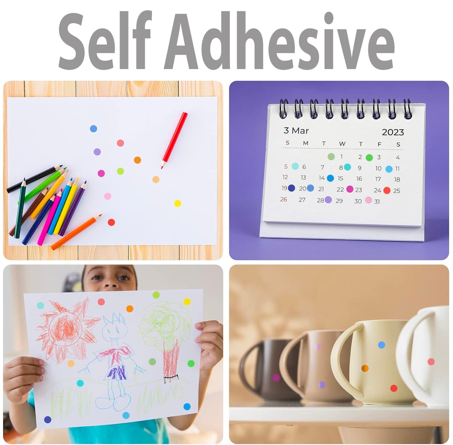 10000 Pcs 1/4" Small Colored Dot Stickers Tiny Round Labels, 10 Colors Circle Stickers for Office Classroom 10000 Pack
