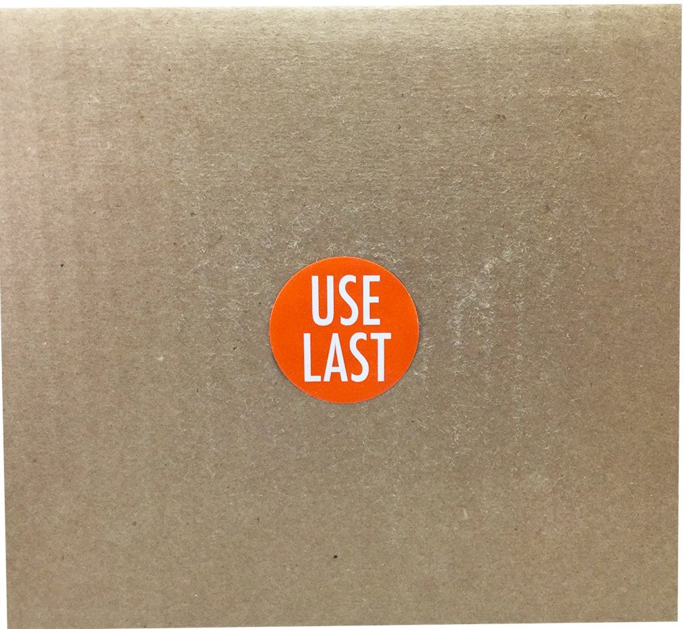 Orange with White USE Last Stickers, 1.5 Inches Round, 500 Labels on a Roll