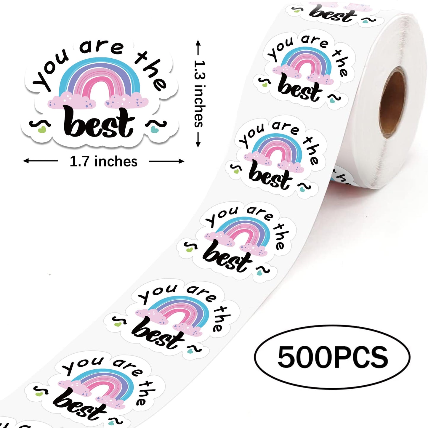 You are The Best Thank You Stickers - Rainbow Design Business Stickers, 500 PCS for Small Business Packaging & Shipping You Are the Best