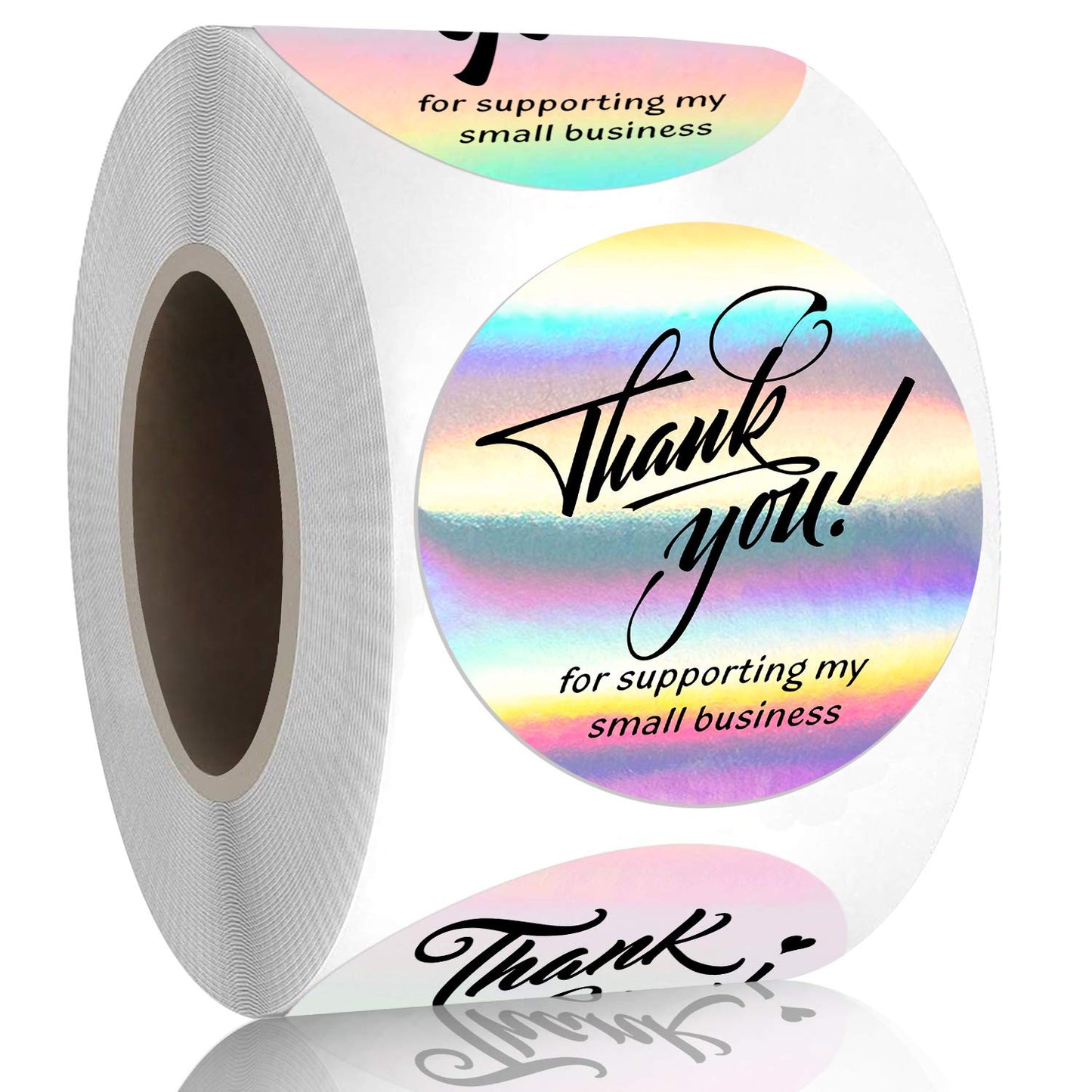 Padike 2" Thank You for Supporting My Small Business Stickers, 4 Designs, Highly Recommended for Small Business Owners and Online Sellers, 500 Labels Per Roll (Glitter Silver & Black, 2inch) Glitter Silver & Black