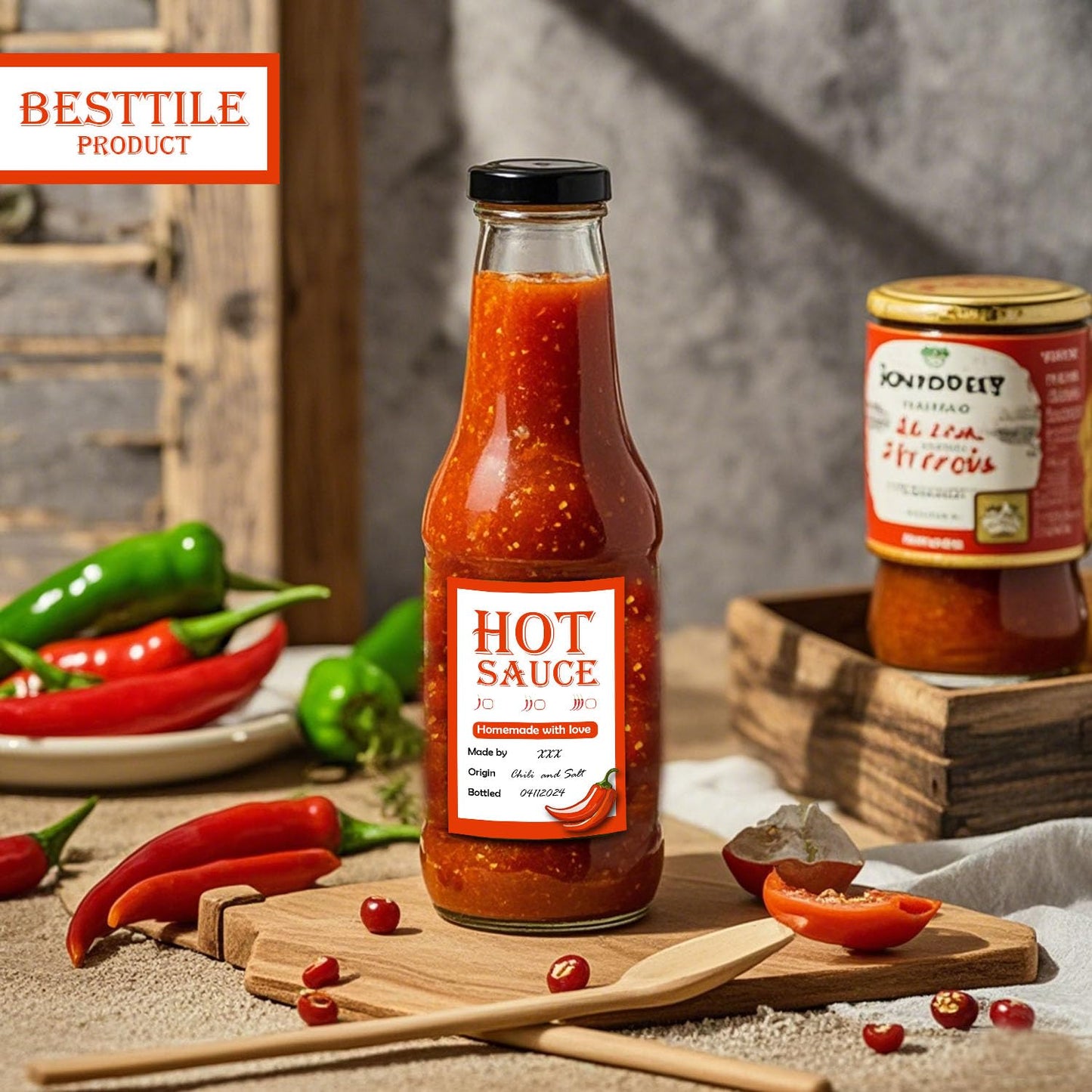 Hot Sauce Homemade Chili Sauce Homemade Stickers Decorative Labels for Hot Sauce Bottles Christmas Bottle Labels for Small Business Party Supplies,1.8 x 3 Inch,40PCS
