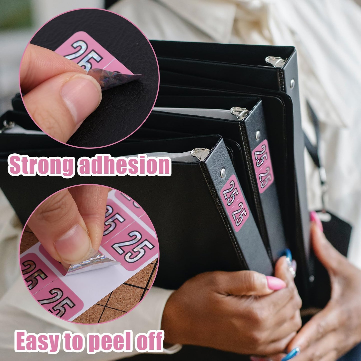 500pcs/Roll 2025 Year Stickers, Holographic File Folder Year Labels Color Coded Number Stickers Self Adhesive 25 Year Labels for Tabs Chart File Folders Office Supplies (Pink) Pink