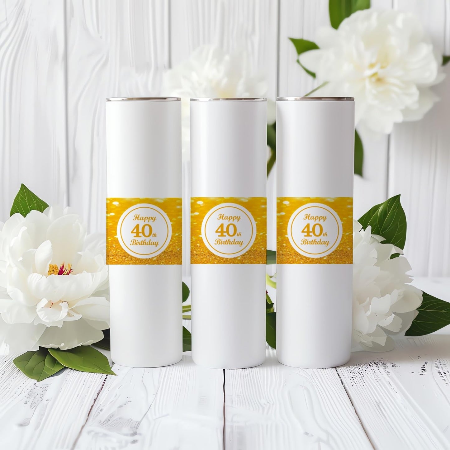 32 Pces Happy 40th Birthday Water Bottle Labels Cheer to 40 Year Old Party Bottle Stickers, Waterproof 40 th Bottle Wrap Around Stickers Forty Birthday Party Decorations, Wraparound Bottle Decor