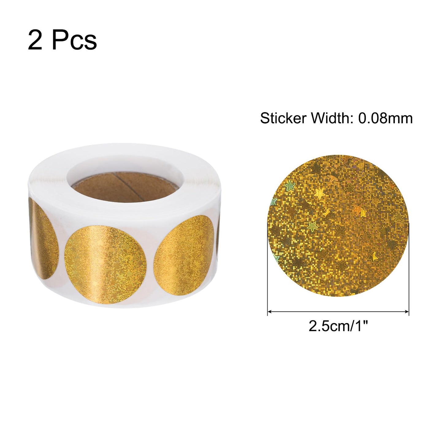 uxcell 1000Pcs Glitters Round Stickers 1 Inch Holographic Sparkle Self-Adhesive Coding Label Waterproof Shiny Stickers for Office Shop Home Classroom Marking, Gold(C-61-25) Gold Tone